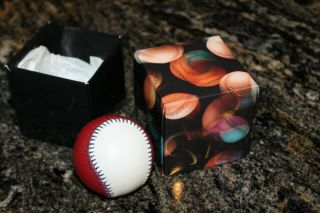 Spinneybeck Leather Baseball Red And White With Blue Stitching