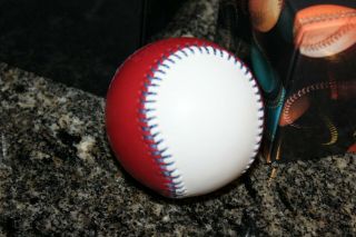 Spinneybeck Leather Baseball Red And White With Blue Stitching 2