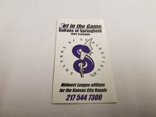 Sultans Of Springfield 1995 Minor Baseball Pocket Schedule - Ameritech