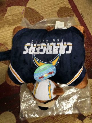 2009 Pillow Pets San Diego Chargers Stuffed Animal Bear Couch Sofa Nfl Football