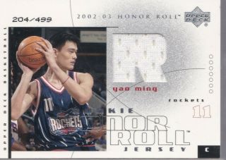 2002 - 03 Ud Honor Roll Yao Ming Rockets Game Jersey