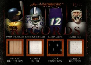 Henderson Smith Stockton Brodeur 2019 Leaf Ultimate Sports Records Relic 24/25