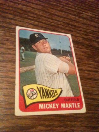 1965 Topps Mickey Mantle York Yankees 350 Baseball Card Hof Legend