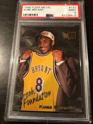1996 - 97 Fleer Metal 137 Kobe Bryant Lakers Rc Rookie Card Psa 9