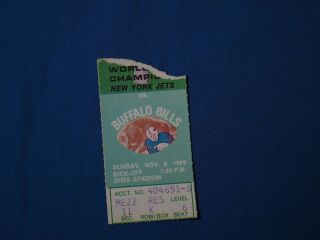 Ny Jet 1969 Bowl Champion Ticket Stub From Game 9 Vs Buffalo Bills/ex
