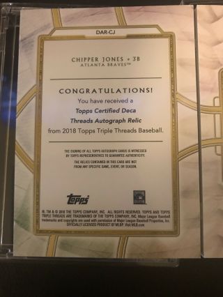2018 Topps Triple Threads Chipper Jones Booklet 2/5 7