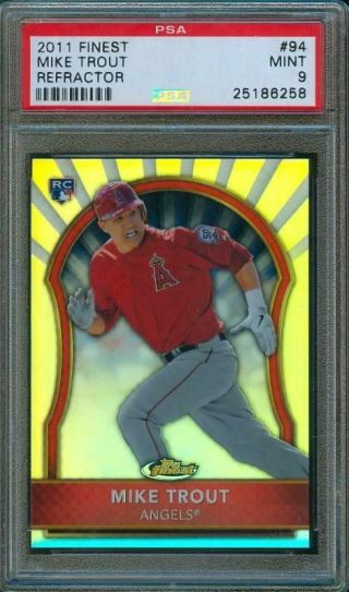 2011 Topps Finest Refractor Mike Trout Rookie Card 473/549 Angels 94 Psa 9