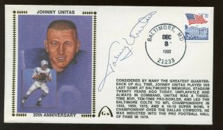1992 Gateway Envelope / Cachet Johnny Unitas Autographed W/ B&e Hologram