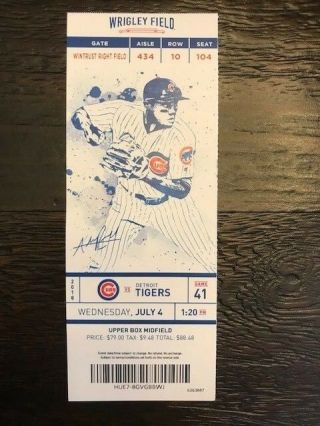 David Bote 1st Career Home Run - Ticket Stub Game - Chicago Cubs