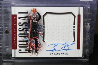 2018 - 19 National Treasures Dwyane Wade Colossal Game Jersey Auto 02/25 Cmy