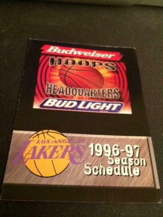 1996 - 97 Los Angeles Lakers Basketball Pocket Schedule Hoops/bud Version