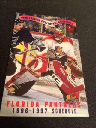 1996 - 97 Florida Panthers Hockey Pocket Schedule Sports Authority Version