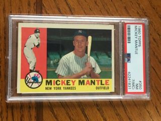 1960 Topps Mickey Mantle Yank 350 Baseball Card Psa Near 7 (mc)