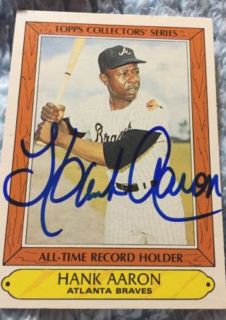 Hank Aaron Autograph Baseball Card Topps Collector’s Series