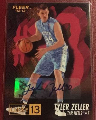 Tyler Zeller Unc Tar Heels Basketball Autograph Fleer Retro Lucky 13 Insert Card