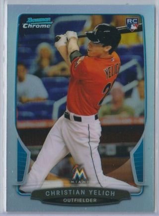 2013 Bowman Chrome Christian Yelich Refractor Rc Rookie 40 Marlins Brewers Mvp