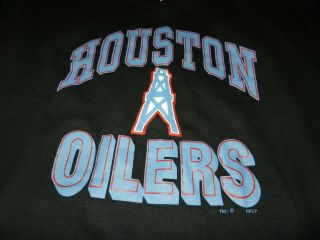 VINTAGE RUSSELL MADE in THE USA HOUSTON OILERS BLACK CREW NECK SWEATSHIRT XXL 2
