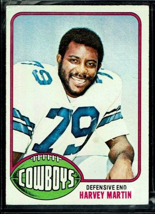 1976 Topps Football Dallas Cowboys Harvey Martin Rookie Card Rc 44 Vg - Ex