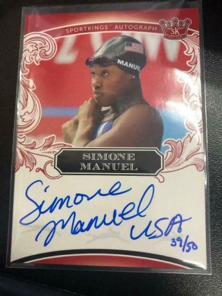 Simone Manuel 2018 Sportking Team Usa Auto Autograph 39/50 Usa Swimming Tat9