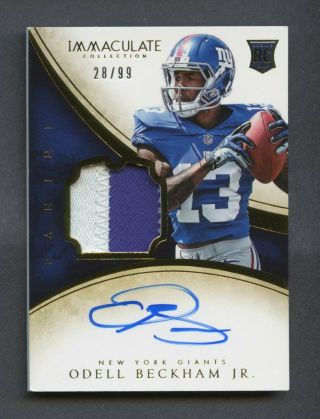 2014 Immaculate Odell Beckham Jr.  Giants Rpa Rc Rookie Patch Auto 28/99