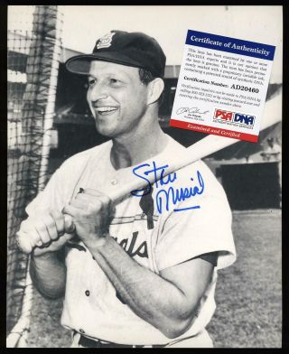 Stan Musial Signed 8x10 Photo St Louis Cardinals Psa/dna Hof Autographed