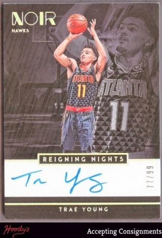 2018 - 19 Noir Reigning Nights Signature Trae Young Autograph Auto Rookie Rc 77/99