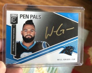 Will Grier Auto Gold Ink Ssp Pen Pals Card 2019 Elite Panthers
