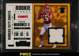 2017 Panini Contenders Emerald Patrick Mahomes Ii Rookie Rc Patch Sw - 3 (pwcc)