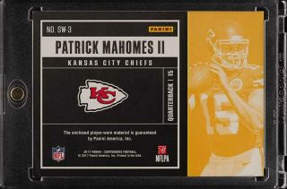 2017 Panini Contenders Emerald Patrick Mahomes II ROOKIE RC PATCH SW - 3 (PWCC) 2