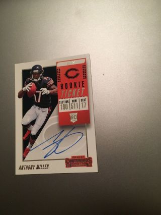 2018 Contenders Anthony Miller Rookie Rc Ticket Auto 120 Bears Memphis