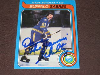 Philadelphia Flyers Legend Dave The Hammer Schultz Autographed Sabres Card