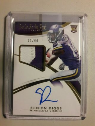 2015 Immaculate Rookie Patch Autographs Auto Rc Stefon Diggs Redemption (21/99)