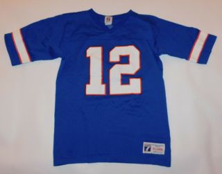 Vtg 1980s Buffalo Bills Jim Kelly 12 Nfl Football Logo 7 Jersey Shirt Youth Xl