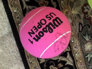 Rodger Federer Autographed Us Open Large Tennis Ball (pink)