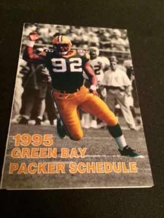 1995 Green Bay Packers Football Pocket Schedule Flexall Version 92 Reggie White