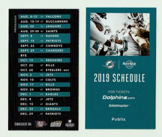 Miami Dolphins 2019 Pocket Schedule 4a -