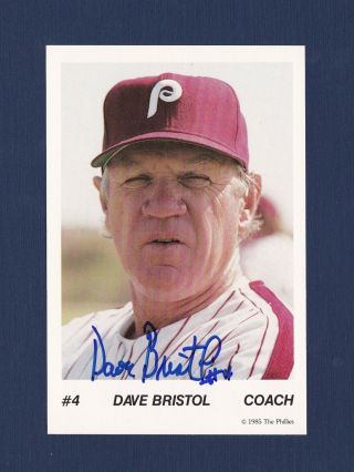 Dave Bristol Signed Philadelphia Phillies Vintage Team Issued Baseball Postcard
