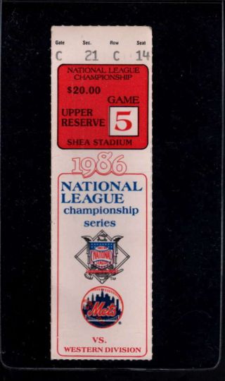 1986 York Mets Nlcs Game 5 Ticket Stub Ax1731