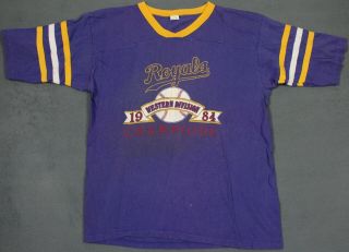 Kansas City Royals Vintage 1984 Division Champions T - Shirt Large Single Stitch