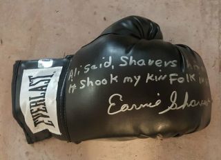 Ernie Shavers Signed Boxing Glove Muhammad Ali Inscr.  Shavers Hologram