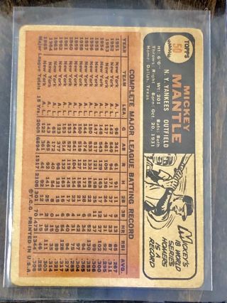 1966 Topps 50 Mickey Mantle HOF York Yankees 2