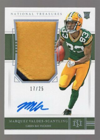 Marquez Valdes - Scantling 2018 National Treasures Holo Silver Rc Auto/patch 17/25
