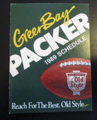 1989 Green Bay Packers Football Pocket Schedule