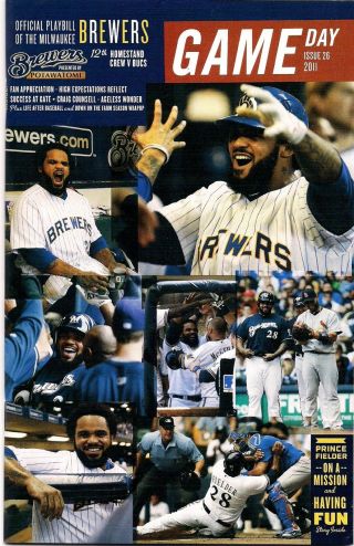 Prince Fielder Cover Milwaukee Brewers 2011 Official Gameday Program Issue 26