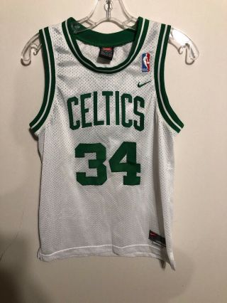 Vintage Nike Team Paul Pierce 34 Boston Celtics Nba Youth Large Sewn Jersey