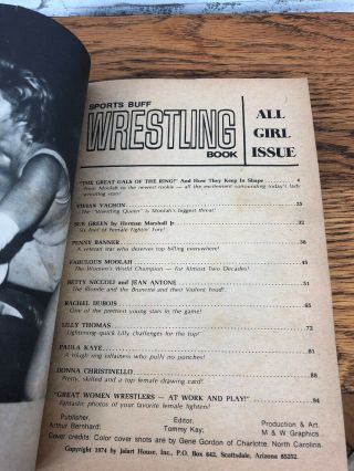 Vintage Sports Buff Series Wrestling Book All Girl Issue March 1975 48654 4