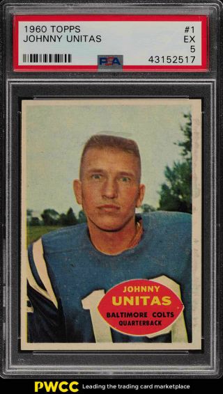 1960 Topps Football Johnny Unitas 1 Psa 5 Ex (pwcc)