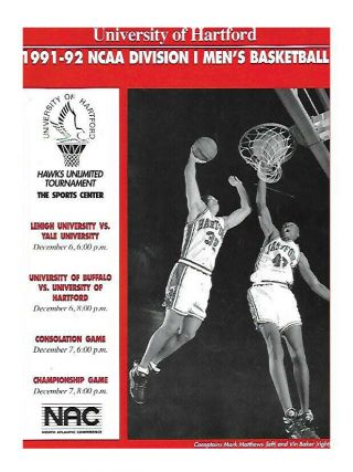 1991 - 92 Hartford Basketball Game Program