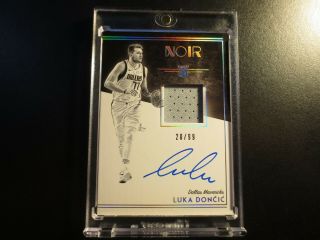2018 - 19 Panini Noir Luka Doncic Rpa Rookie Patch Auto Black And White 20/99