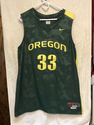 Oregon Ducks Authentic Nike Camo Dri - Fit 33 Ncaa Basketball Jersey Men’s Sz L